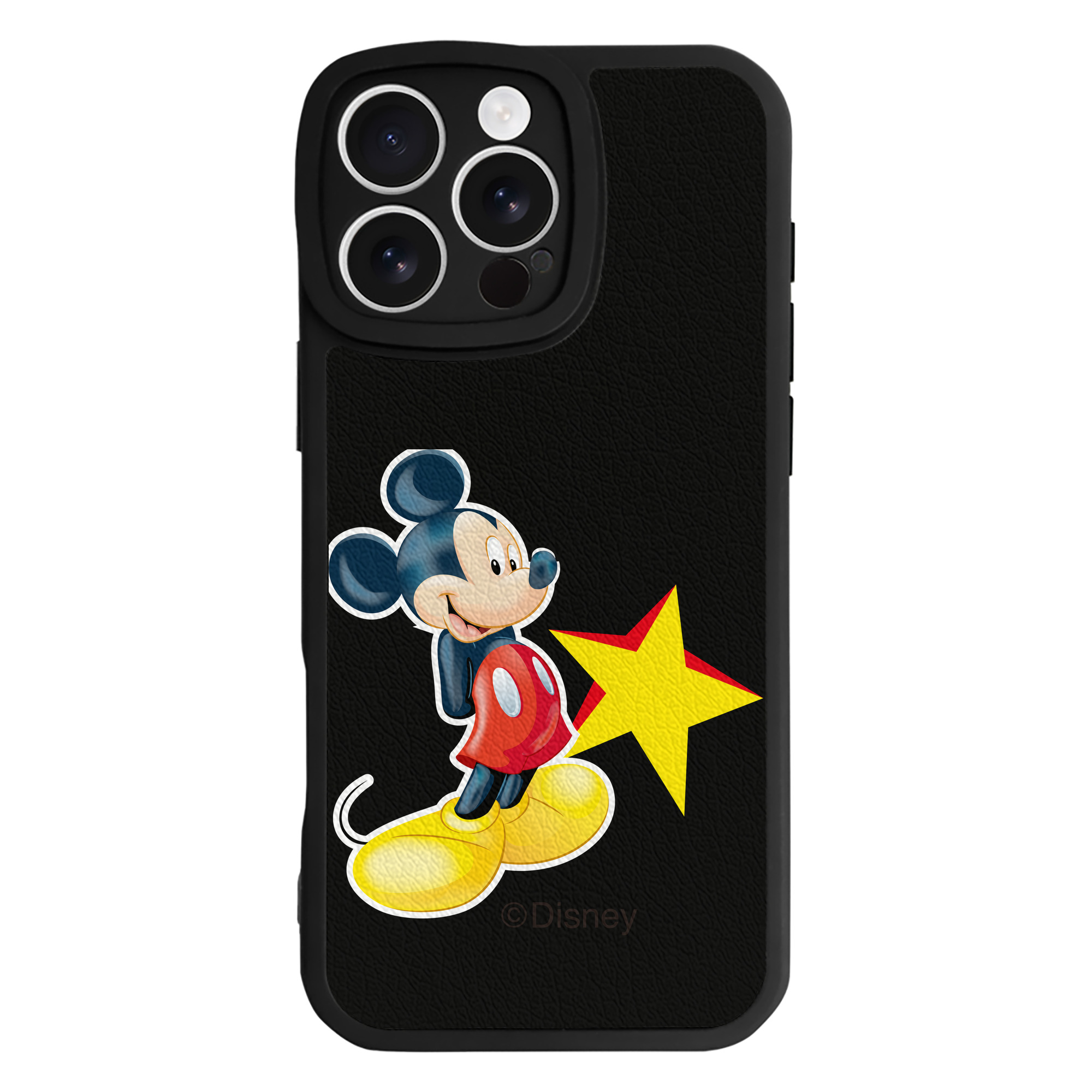 （画像用） ミッキーマウス Mickey Mouse 【iPhone 16シリーズ対応】シリコンスマホケース（レザー調） 材質：シリコン